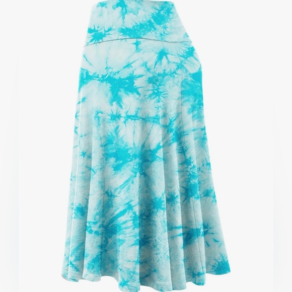 Women's Solid Ombre Lightweight Flare Midi Pull On Closure Skirt 1105 - Picture 3 of 6